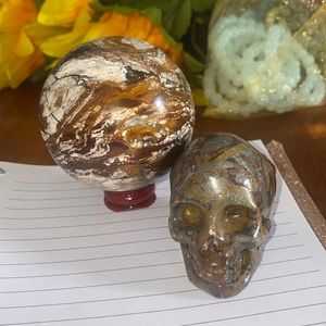 Brecciated Jasper Skull and Sphere